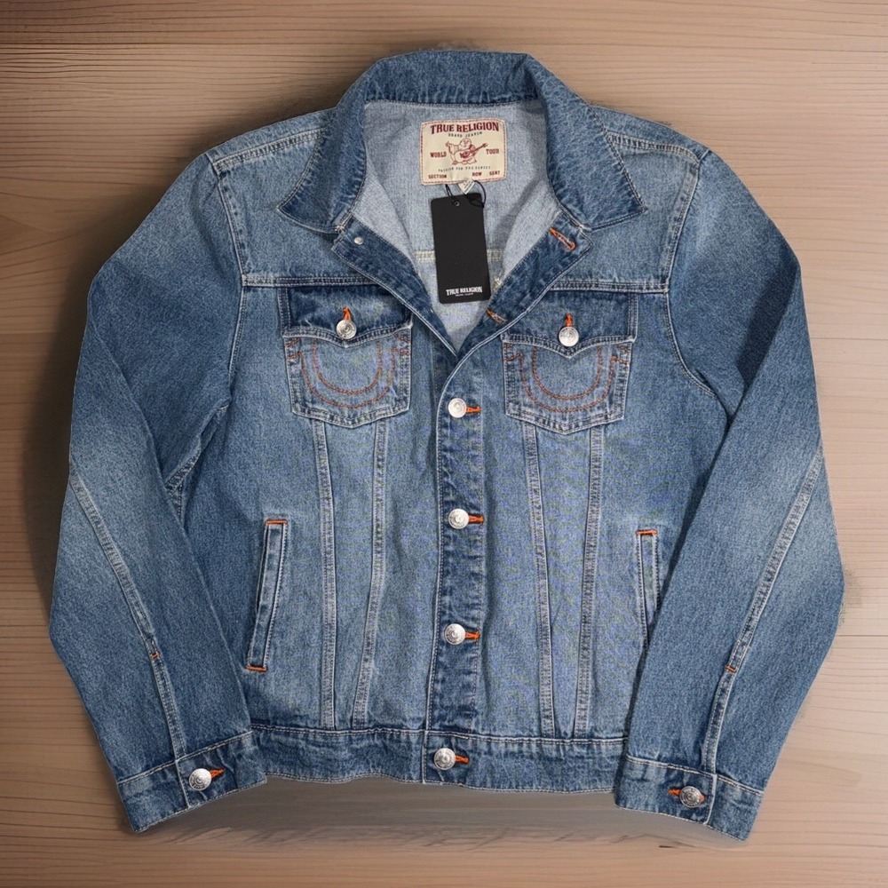 MSRP $159   True Religion Jean  Trucker Jacket  Mens Lg Golden Wash Jesse SN NWT